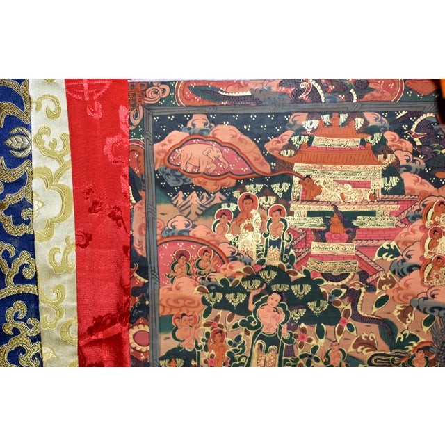 Traditional Tibetan Thangka Hand Painted Amitabha For Sale - Image 3 of 13