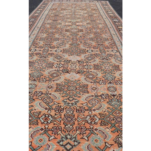 Tribal Antique Persian Runner in Herati Design 3' 10" X 12' For Sale - Image 3 of 9