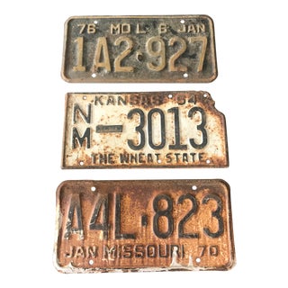 Vintage License Plates - Set of 3 For Sale