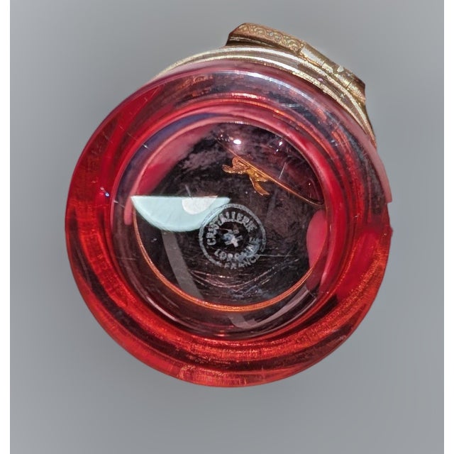 1950s Fine Cristalleries De Lorraine "Lemberg" Ruby Cased Crystal Egg Box For Sale In Boston - Image 6 of 6