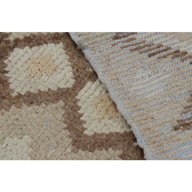 Textile Vintage Moroccan Runner Rug With Beige-Brown Diamond Lozenges | Rug & Kilim For Sale - Image 7 of 7