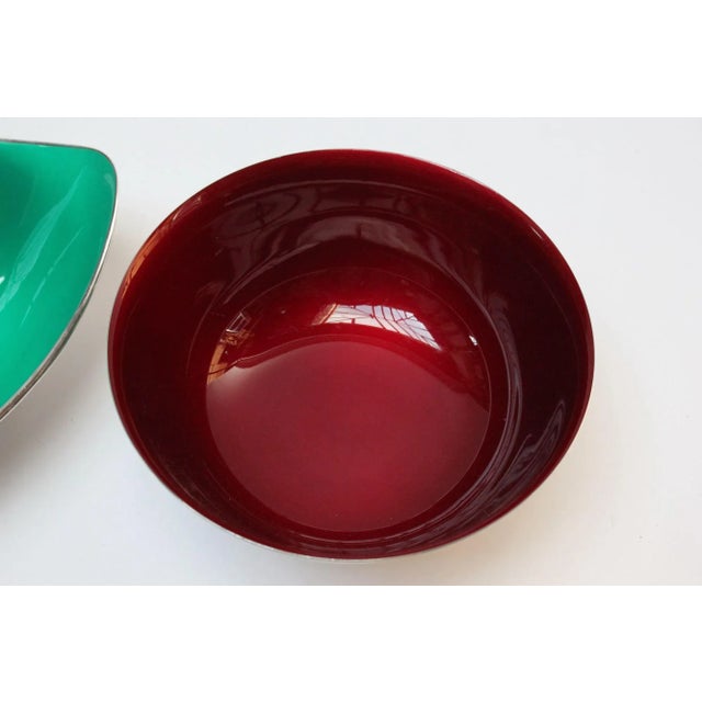 Silver Set of Two Mid-Century Reed and Barton "Color Clad" Green and Ruby Red Silver-Plated Bowls For Sale - Image 8 of 13