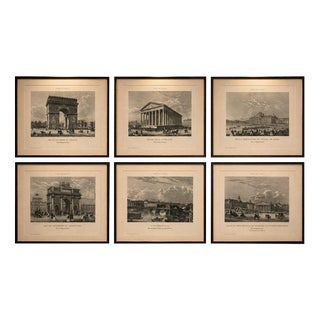 Paris Views: Arc de Triomphe, Madeleine, Tuileries, 1855, Prints, Set of 6 For Sale