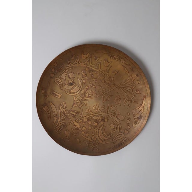 Copper Scandinavian Wall Plate with Two Fishes by Björn Wiinblad, 1960s For Sale - Image 8 of 14