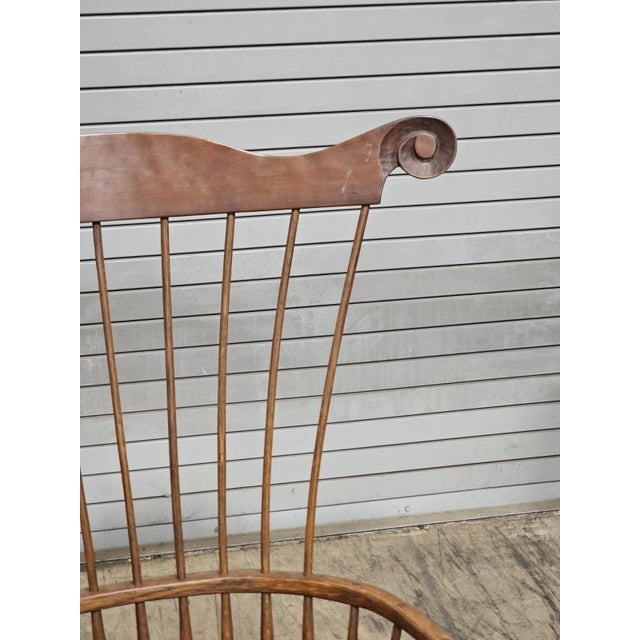 Late 20th Century Windsor Style Desk Fan Back Writing Arm High Back Chair Bench Made Ohio For Sale In Cleveland - Image 6 of 11
