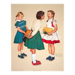 1972 Norman Rockwell 'Missing Tooth' Realism Multicolor,Green,Blue,Red usa Offset Lithograph