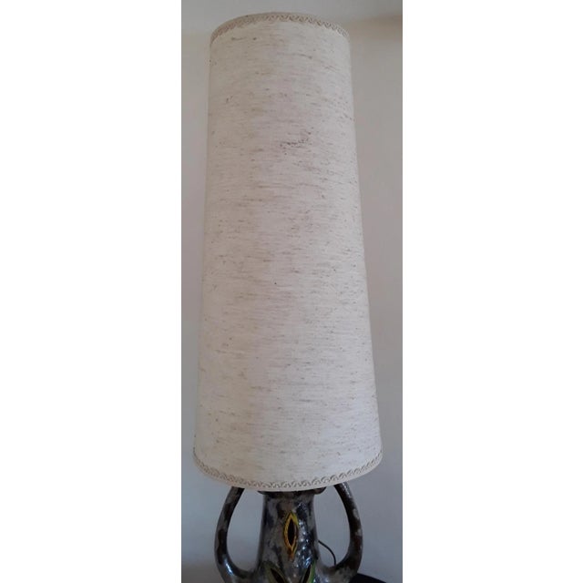 Vintage Table Lamp on Ceramic Base in Fat Lava style, 1970s For Sale - Image 3 of 9