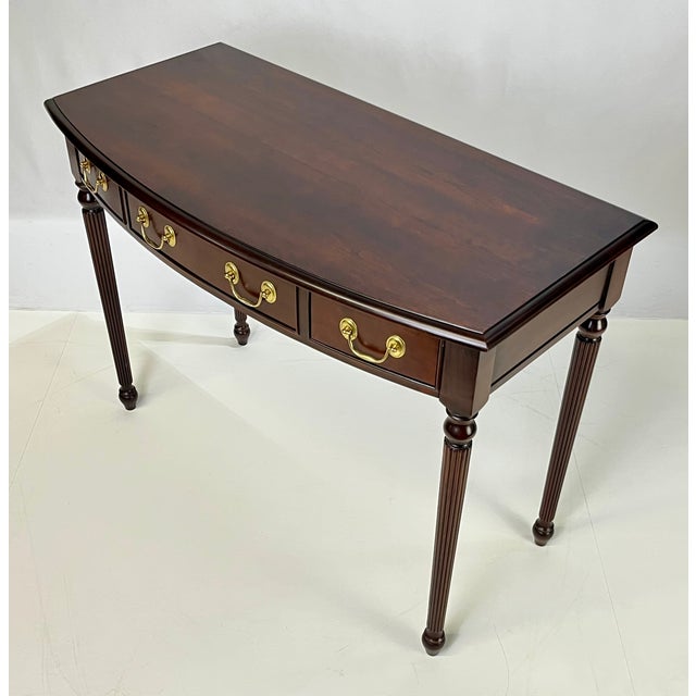 Vintage Harden Furniture "Circa 1991" Collector's Edition Cherry Bowfront Console / Writing Desk For Sale - Image 13 of 16