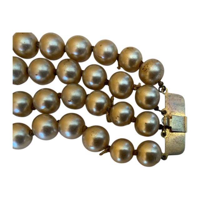 You are looking at a Vintage 1950's Miriam Haskell 8 Inch Four Strand Bracelet. Great condition signed on the back