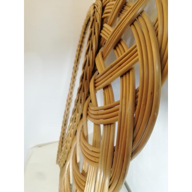 Beige Vintage Woven Wicker Mirror, Italy, 1960s For Sale - Image 8 of 10