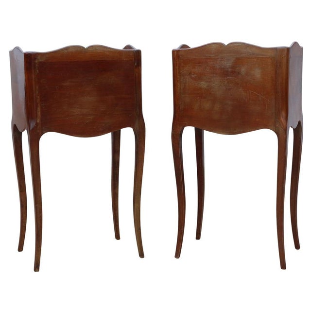 Wood Vintage Walnut and Chestnut Bedside Tables, 1930s, Set of 2 For Sale - Image 7 of 10