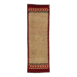 2020s Modern Kilim Handmade Multicolor Geometric Wool Runner