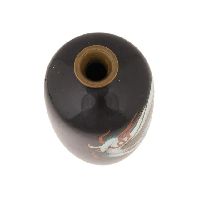 Antique Japanese Cloisonne Enamel White and Pink Dragon Vase For Sale - Image 4 of 6