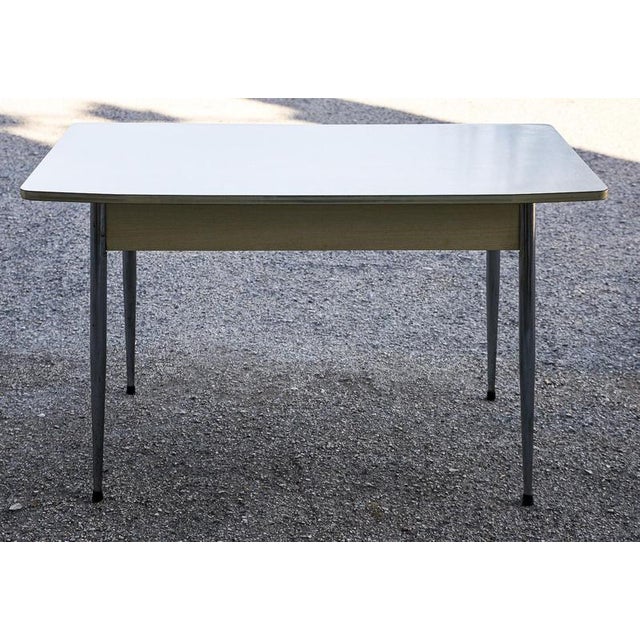 White Kitchen Table with White Formica Top and Pastry Board, 1970s For Sale - Image 8 of 9