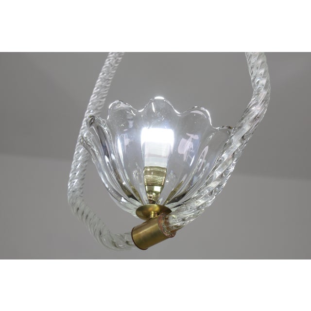 Glass Petite Art Deco Pendant Chandelier by Ercole Barovier, 1940s For Sale - Image 7 of 18
