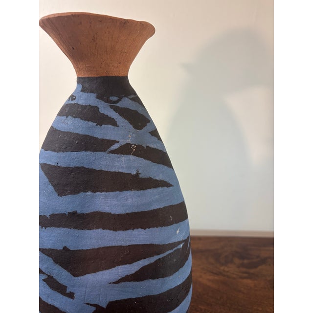 Vintage Brazilian Studio Pottery Hand Painted Ceramic Vase Signed Dated 2001 For Sale In Miami - Image 6 of 6