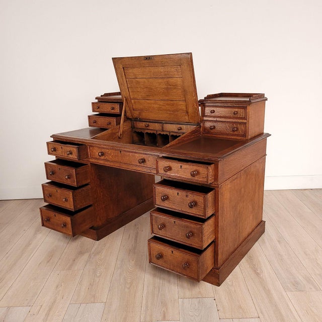 Victorian English Oak Desk For Sale In San Francisco - Image 6 of 12