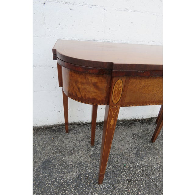 Mahogany Inlay Console Card Dinette Dining Extension Table 6082 For Sale - Image 11 of 17