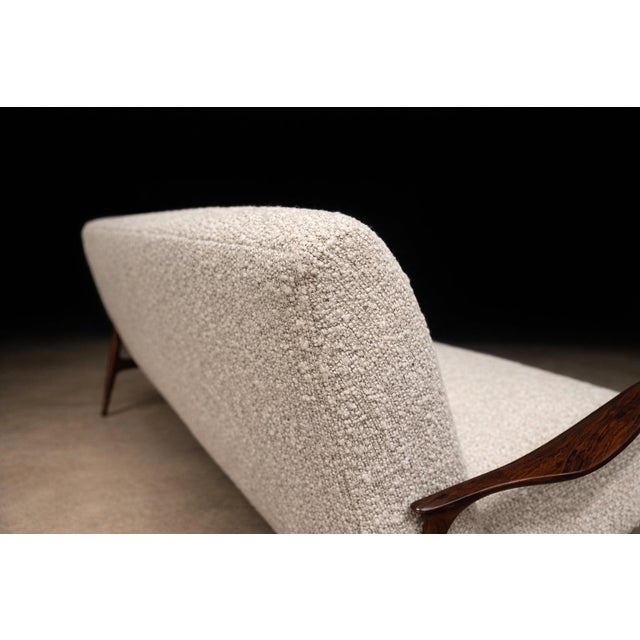 Sofa in Rosewood and Ivory Bouclé by Giuseppe Scapinelli, Brazil, 1950s - Lot 449B For Sale - Image 14 of 15