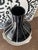 Black glass vase with raised white rims 1950s Height 28cm Diameter 25cm Weight 2kg