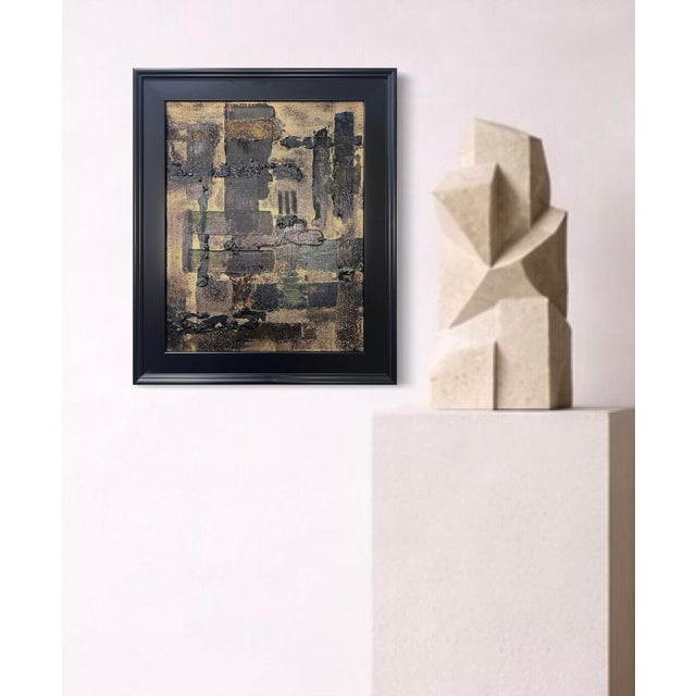 This original mixed-media abstract painting by J. Kent Martin is inspired by aerial views of farmland and the ordered...