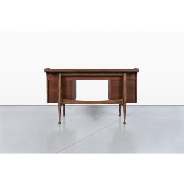 1960s Vintage Walnut “Mainline” Desk by Hooker Furniture For Sale - Image 9 of 13