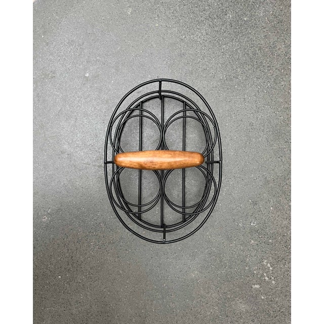 Wood Mid-Century Teak and Metal Bottle Holder in the style of String For Sale - Image 7 of 11