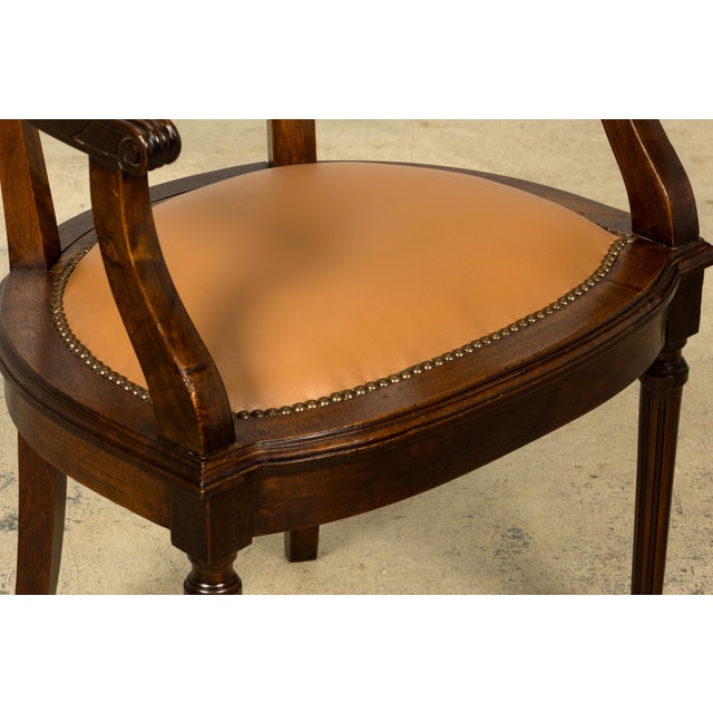 Late 19th Century French Empire Style Mahogany Barrel Back Desk Chair For Sale - Image 15 of 18