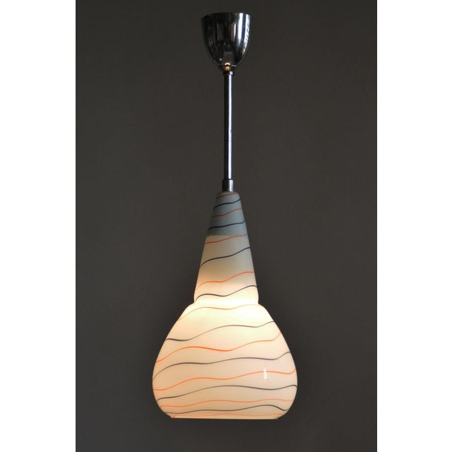 Mid-Century Chandelier in Chromed Steel and Milk Glass, Czech, 1960s For Sale - Image 10 of 12