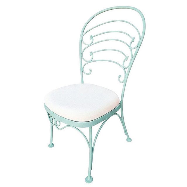 1950s Restored Teal "Ribcage" Patio/Outdoor Lounge Chair W/ Brass, Set of Two For Sale In Los Angeles - Image 6 of 7