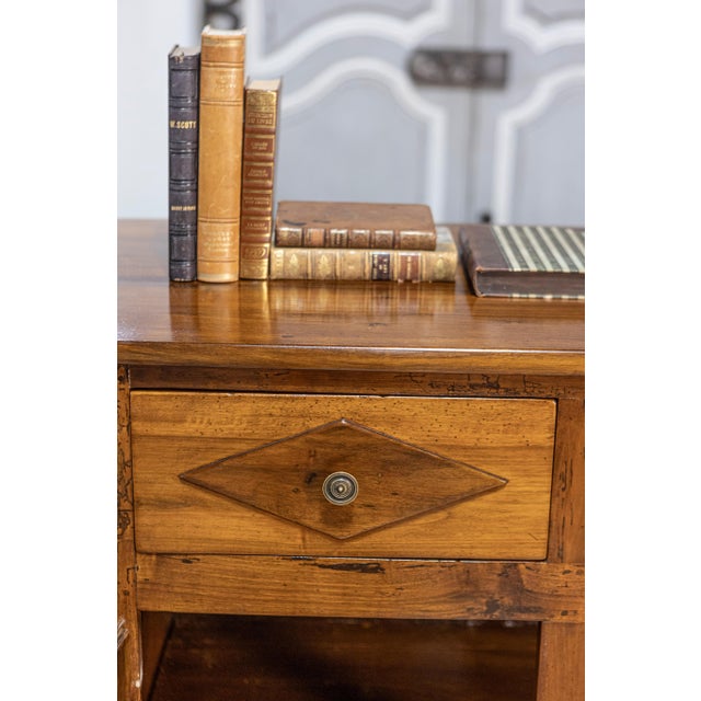 Italian 19th Century Walnut Credenza with Diamond Motifs and Rounded Sides For Sale - Image 11 of 12