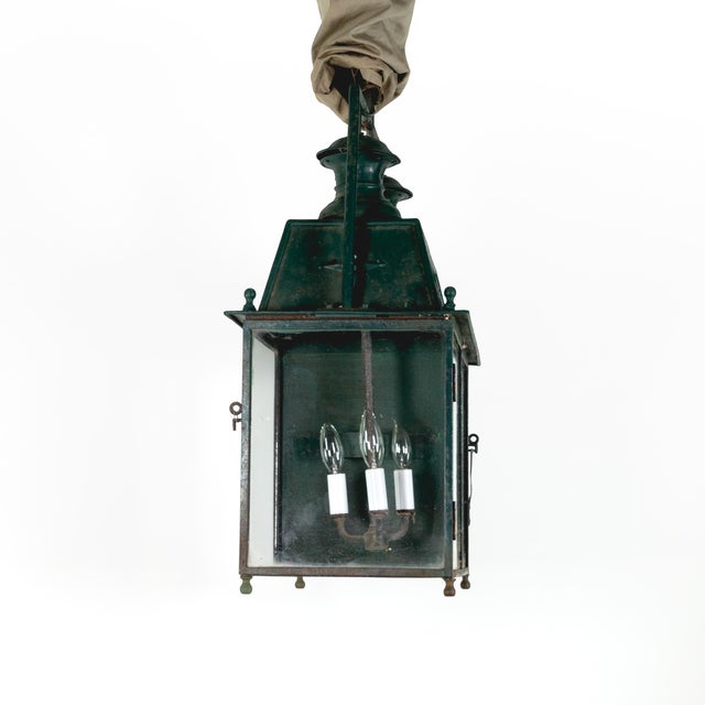 English English Green Tole Painted Double Lantern, Circa 1880 For Sale - Image 3 of 5