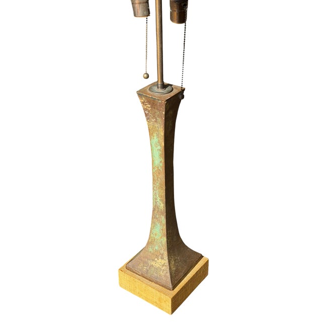 Stewart Ross James Mid Century Modern Stewart Ross James Patinated Bronze Table Lamp For Sale - Image 4 of 4