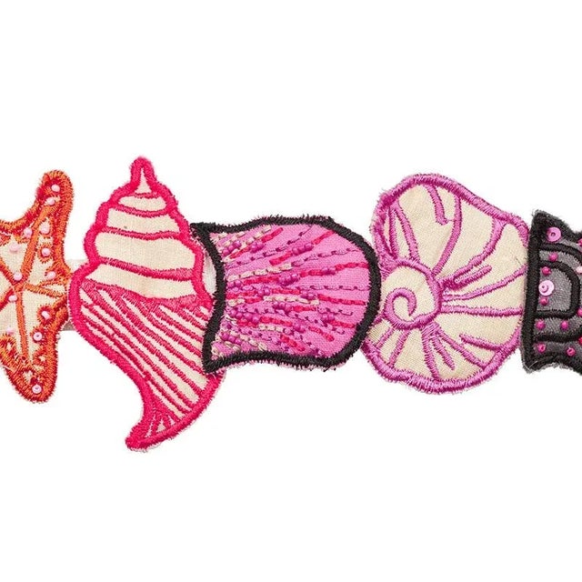 Hand-quilted and beaded seashells and starfish give evocative dimension to a beachy-chic accessory perfect for one-of-a-...