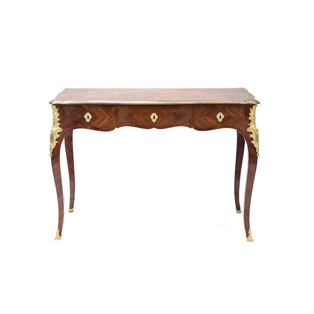 Wood Small Antique Louis XV Kingwood Marquetry Desk For Sale - Image 7 of 7