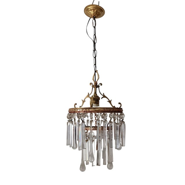 Bronze and Murano Glass Chandelier For Sale - Image 3 of 6