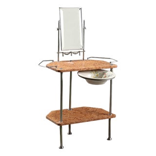 Metal and Marble Vanity with Beveled Mirror For Sale
