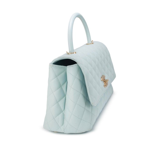 Chanel Chanel Coco Handle Medium Flap Caviar Leather Light Blue Gold-Tone Hardware Bag For Sale - Image 4 of 15