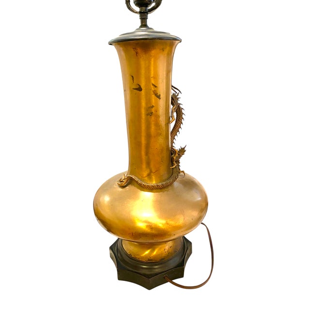 Antique Japanese Bronze High Relief Dragon Lamp Large 36" Meiji Period With Engraved Base For Sale In San Francisco - Image 6 of 18
