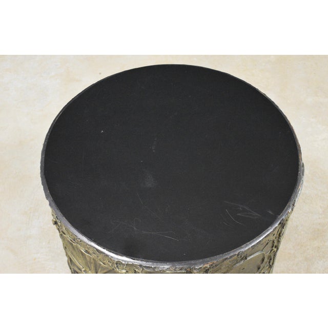 A mid century modern brutalist black top end table or coffee table designed by Adrian Pearsall for Craft Associates. Some...