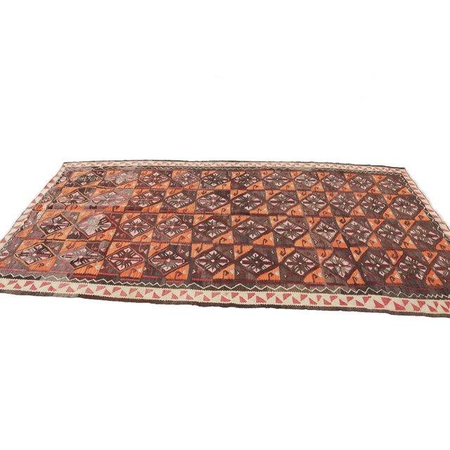 Handwoven Vintage Turkish Kilim Rug For Sale - Image 4 of 7