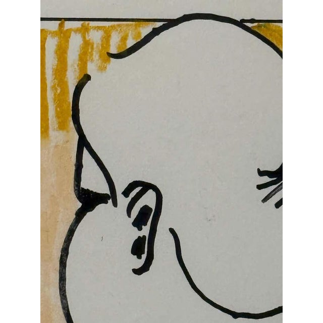 Drawing/Sketching Materials Pastel and Ink Portrait of a Woman Looking Away .By Bw. Tishel For Sale - Image 7 of 7