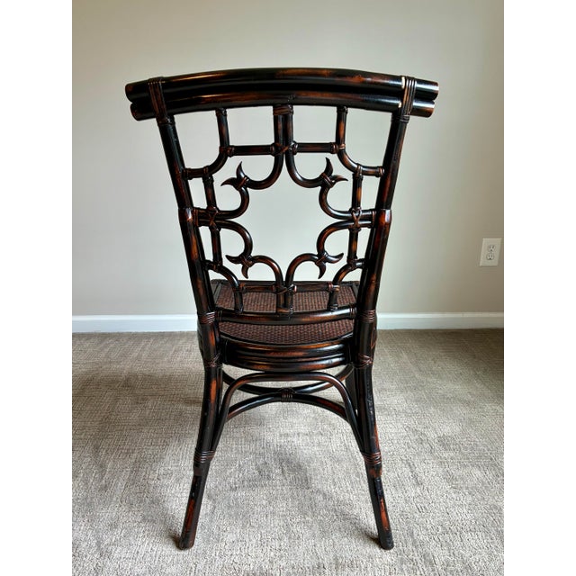 Hollywood Regency Vintage Hollywood Regency Faux Bamboo Chippendale Side Chair For Sale - Image 3 of 12