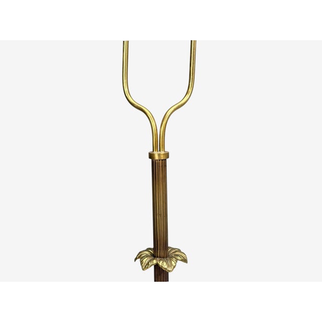 Metal 1950s Swedish Modern, Dual Head Floor Lamp, Reeded Brass, Sweden For Sale - Image 7 of 11