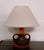 1970s Table Lamp With Ceramic Stem In Orange and Brown & Creamy White Shade, 1970s For Sale - Image 5 of 6