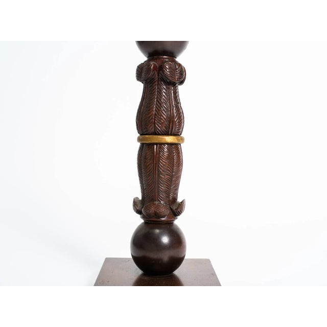 Mid-Century Modern 1940s Carved Wood Lamp For Sale - Image 3 of 7