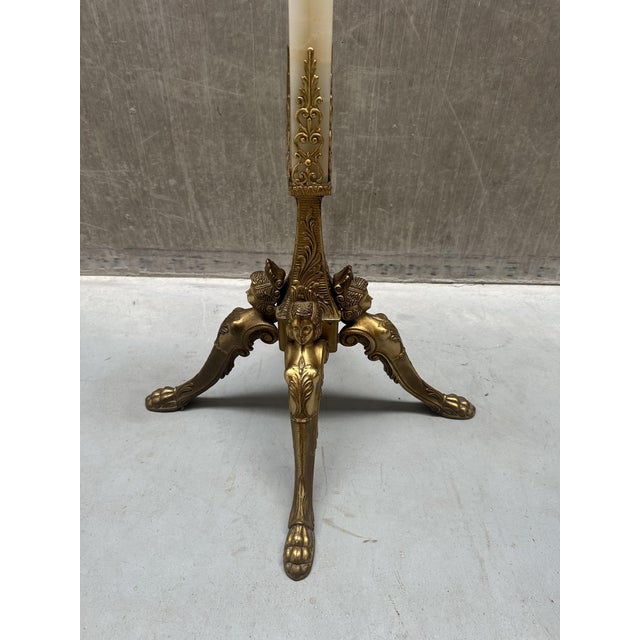 Vintage Italian Onyx Marble and Brass Hall Coat Rack with Rotating Crown and Sculptural Base, 1960s For Sale - Image 11 of 13