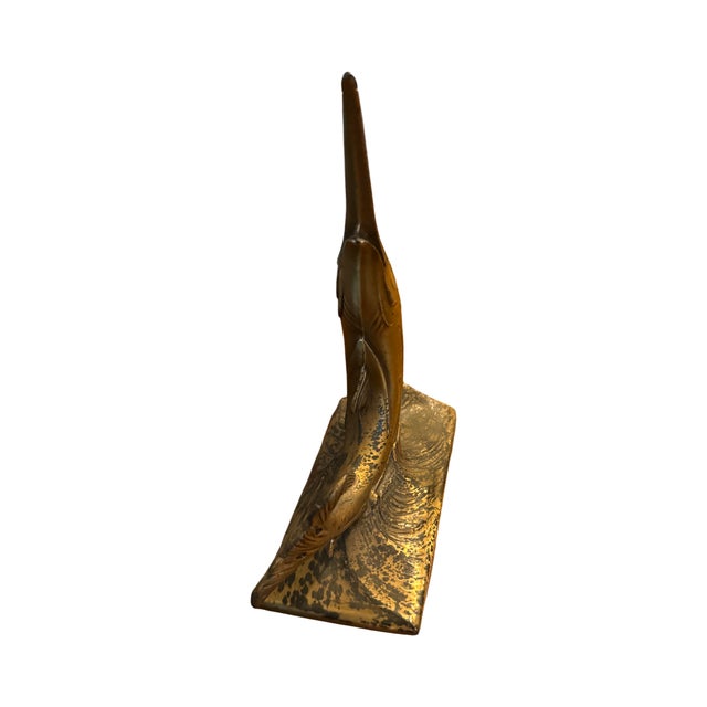 Metal Vintage Brass Marlin Swordfish Sculpture For Sale - Image 7 of 8