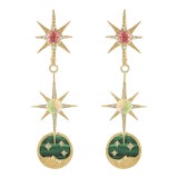 Image of Celestial Transformer Earrings in Malachite - 2 Pieces For Sale