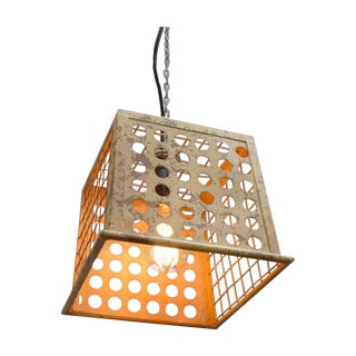 Rustic Basket Ceiling Lamp - Yellow For Sale